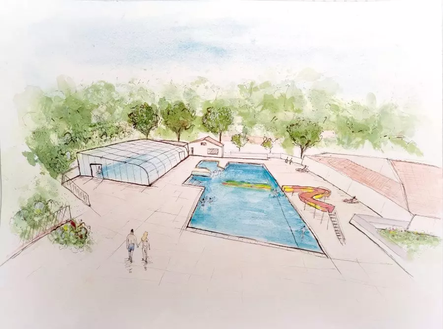 piscine bosquet aquarelle 2022